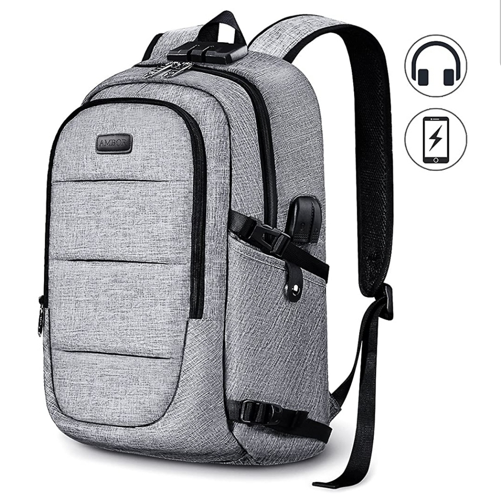 Large travel laptop backpack w/ USB charging port